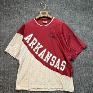 Vintage 80s Arkansas Razorbacks Jersey Shirt Size Large Made In USA Red White